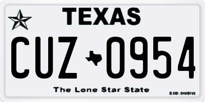 TX license plate CUZ0954