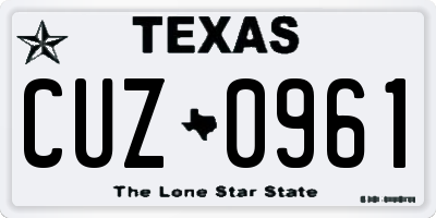 TX license plate CUZ0961