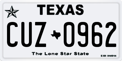 TX license plate CUZ0962