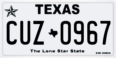 TX license plate CUZ0967