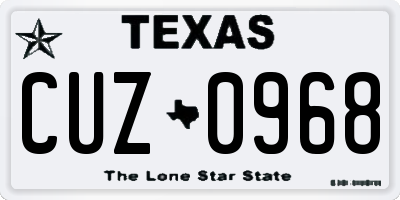 TX license plate CUZ0968