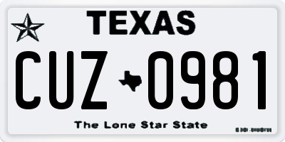TX license plate CUZ0981