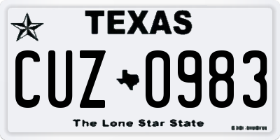 TX license plate CUZ0983
