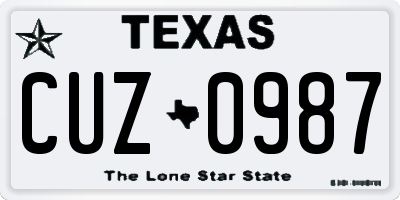TX license plate CUZ0987