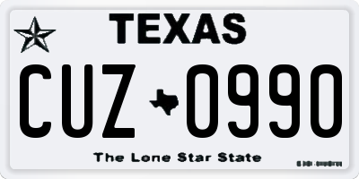 TX license plate CUZ0990