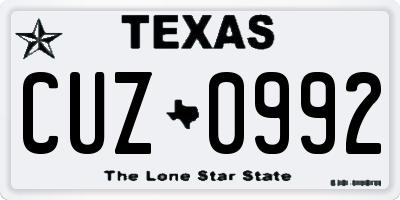 TX license plate CUZ0992