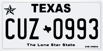 TX license plate CUZ0993