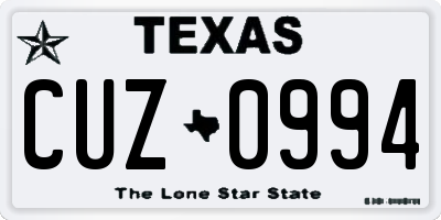 TX license plate CUZ0994