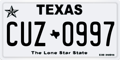 TX license plate CUZ0997