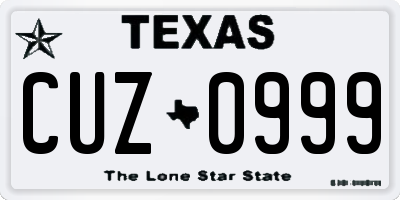 TX license plate CUZ0999