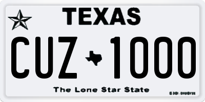 TX license plate CUZ1000