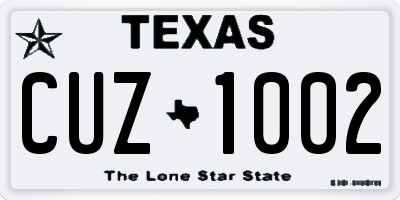 TX license plate CUZ1002