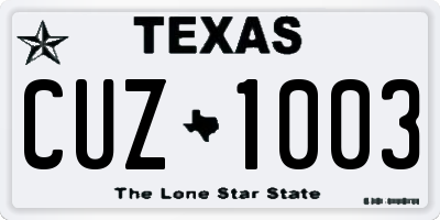TX license plate CUZ1003