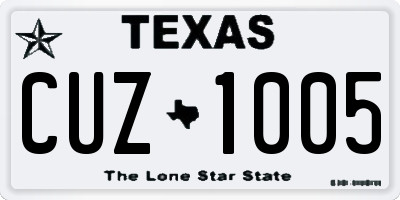 TX license plate CUZ1005