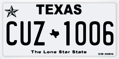 TX license plate CUZ1006