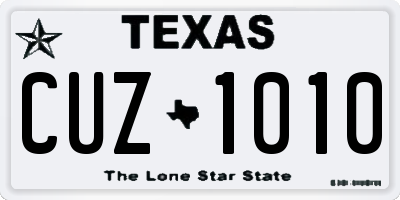 TX license plate CUZ1010