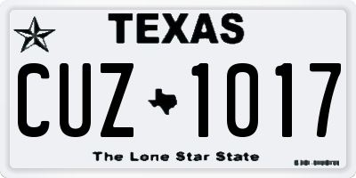 TX license plate CUZ1017