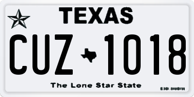 TX license plate CUZ1018