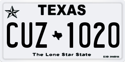 TX license plate CUZ1020