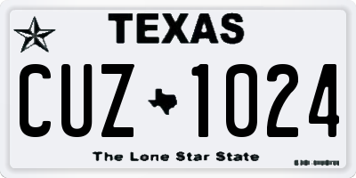 TX license plate CUZ1024
