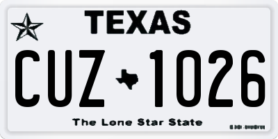 TX license plate CUZ1026