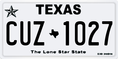 TX license plate CUZ1027