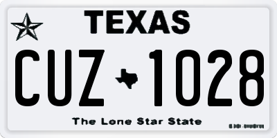 TX license plate CUZ1028