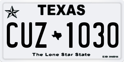 TX license plate CUZ1030