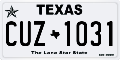 TX license plate CUZ1031