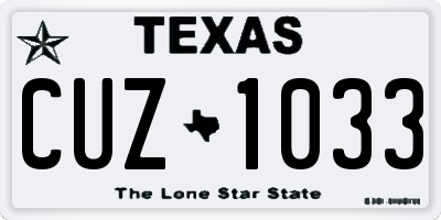 TX license plate CUZ1033
