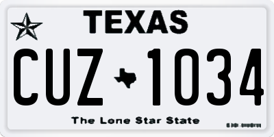TX license plate CUZ1034