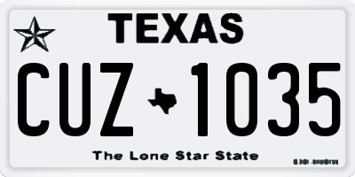 TX license plate CUZ1035