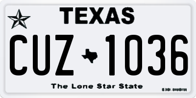 TX license plate CUZ1036