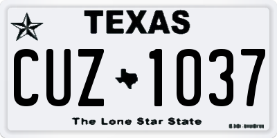 TX license plate CUZ1037