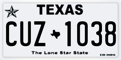 TX license plate CUZ1038