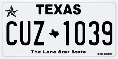 TX license plate CUZ1039