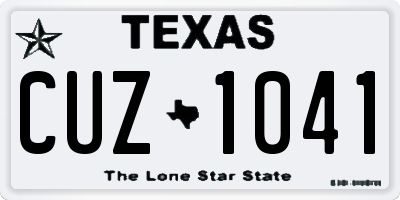 TX license plate CUZ1041