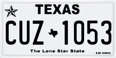 TX license plate CUZ1053