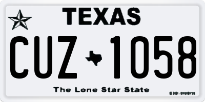 TX license plate CUZ1058
