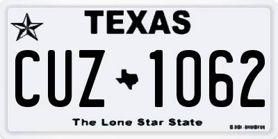 TX license plate CUZ1062