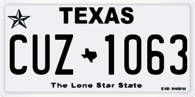 TX license plate CUZ1063