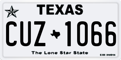 TX license plate CUZ1066