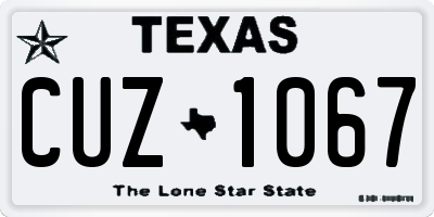 TX license plate CUZ1067