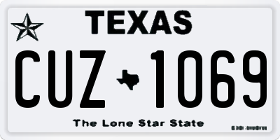 TX license plate CUZ1069