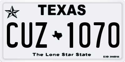TX license plate CUZ1070
