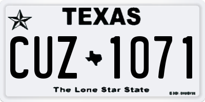 TX license plate CUZ1071