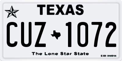 TX license plate CUZ1072
