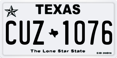 TX license plate CUZ1076