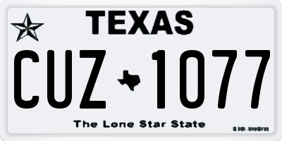 TX license plate CUZ1077