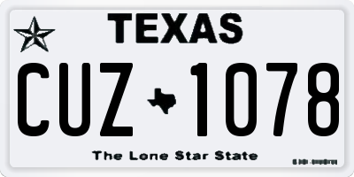 TX license plate CUZ1078